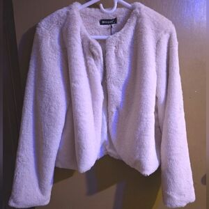 NWT cream faux fur jacket